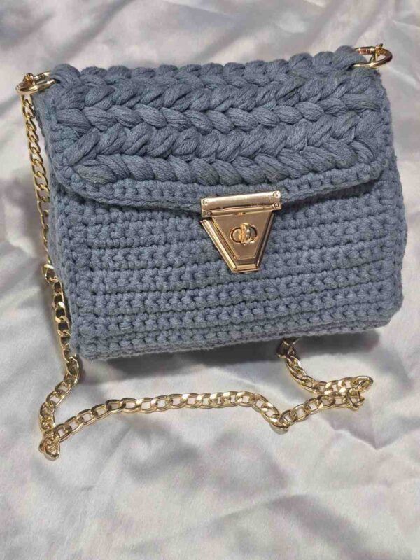 Handcrafted Crochet Shoulder Bag with Golden Lock