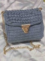 Handcrafted Crochet Shoulder Bag with Golden Lock