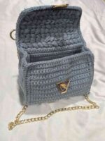 Handcrafted Crochet Shoulder Bag with Golden Lock