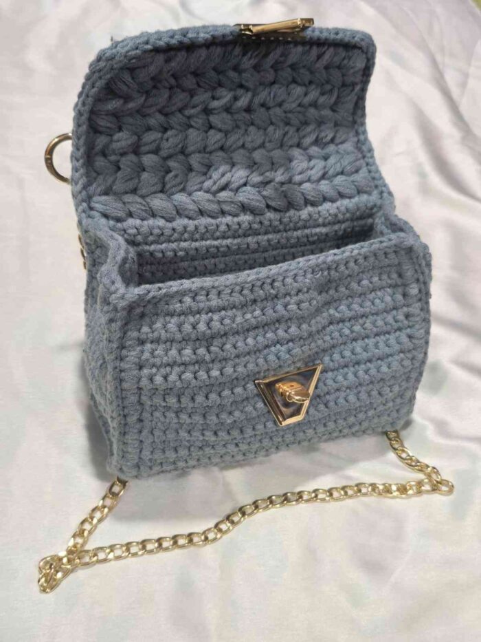 Handcrafted Crochet Shoulder Bag with Golden Lock