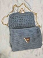 Handcrafted Crochet Shoulder Bag with Golden Lock