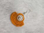 Marigold Crochet Fan Earrings with Pearl Center
