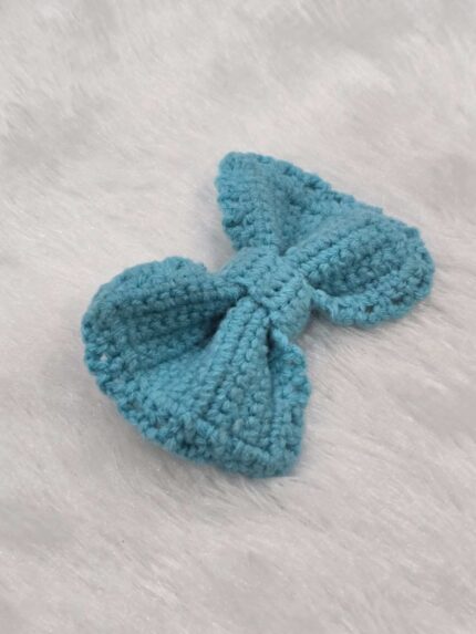 Sky Blue Crochet Bow Clutcher Hairband