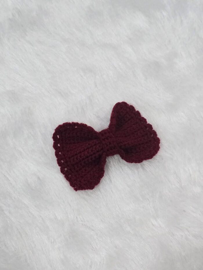 Handcrafted Maroon Crochet Bow Clutcher Hairband