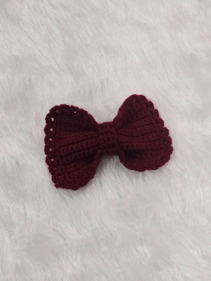 Handcrafted Maroon Crochet Bow Clutcher Hairband