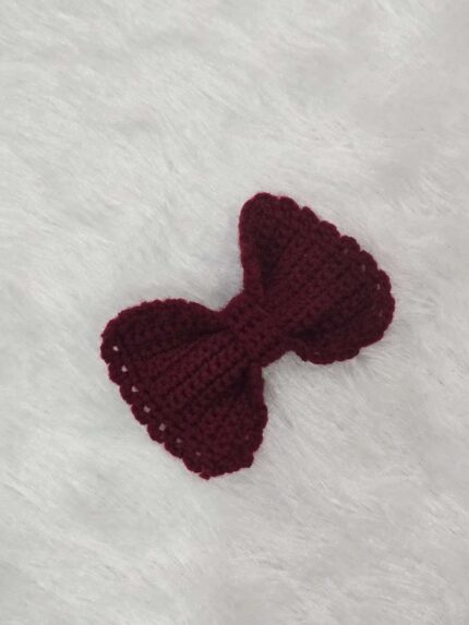 Handcrafted Maroon Crochet Bow Clutcher Hairband