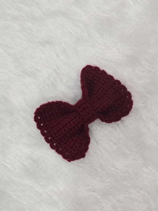Handcrafted Maroon Crochet Bow Clutcher Hairband