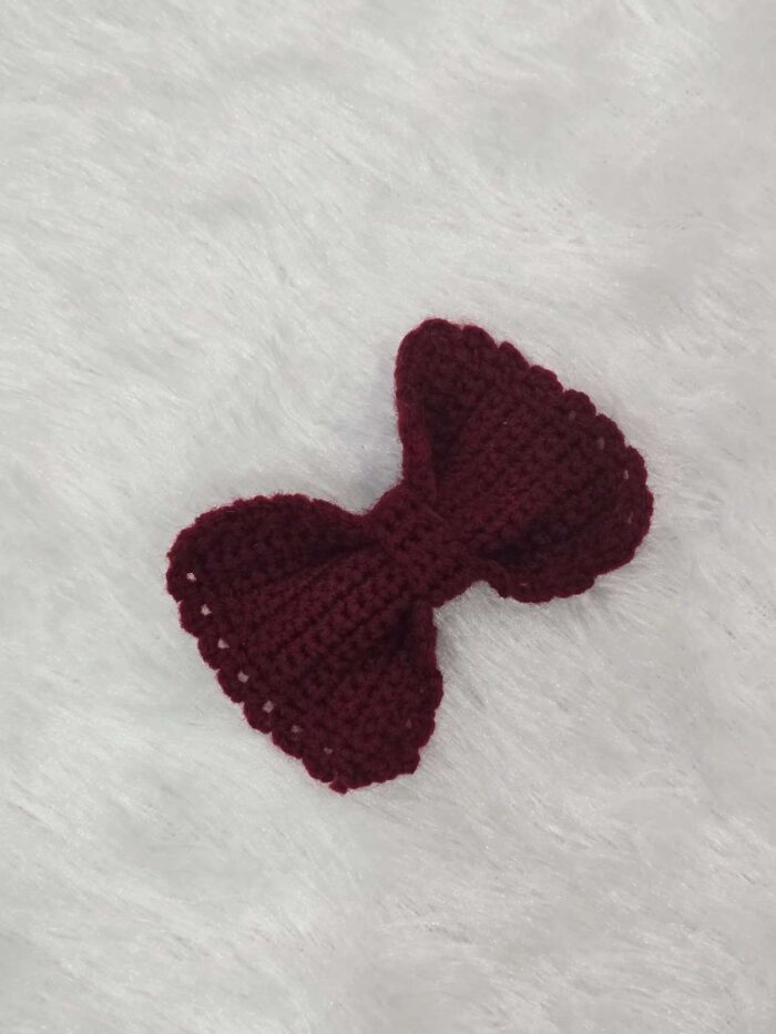 Handcrafted Maroon Crochet Bow Clutcher Hairband