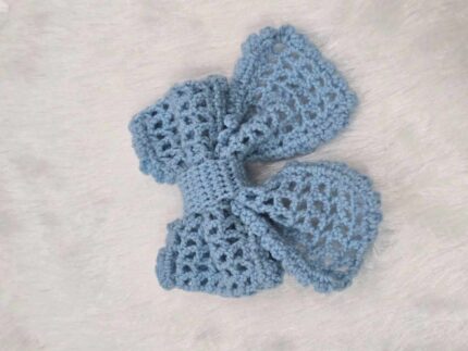 Sky Blue Crochet Bow Clutcher Hairband