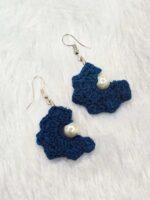 Marigold Crochet Fan Earrings with Pearl Center