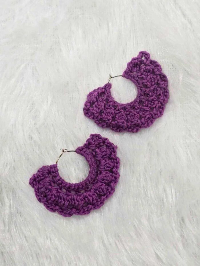 Mauve Crochet Half-Hoop Earrings