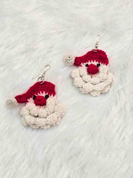 Festive Crocheted Santa Earrings