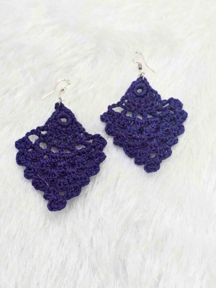 Indigo Crochet Pineapple Earrings