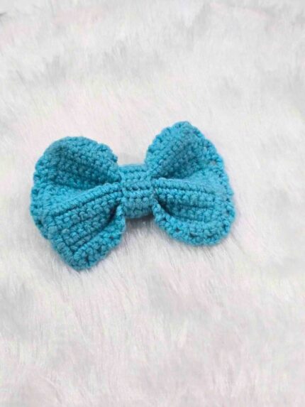 Sky Blue Crochet Bow Clutcher Hairband
