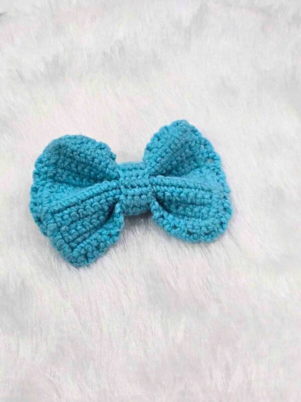 Sky Blue Crochet Bow Clutcher Hairband