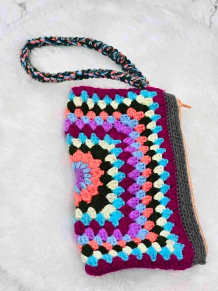 Handcrafted Multicolor Crochet Clutch Bag