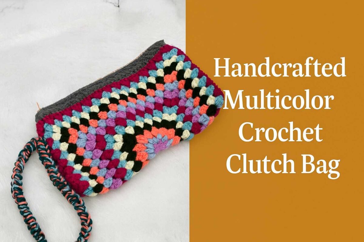 Handcrafted crochet clutch bag